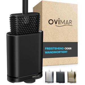 ovimar WC-Bürste Toilettenbürste Abeloya, schwarz, mit Silikonborsten & Edelstahl-Bürstenhalter