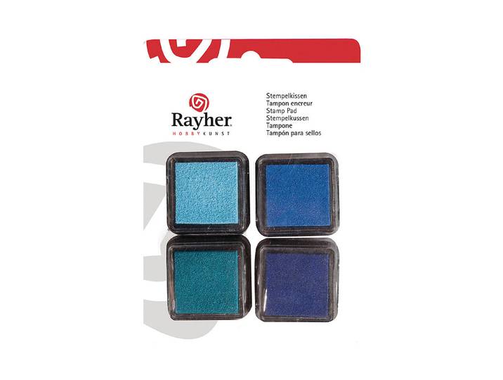 Rayher Mini-Stempelkissen-Set Boys Blautöne 3 × 3 cm 4 Stück