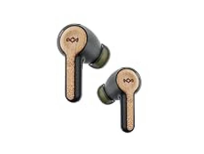 House of Marley Ecouteurs Bluetooth sans fil Rebel Earbuds – Longue autonomie 30 heures d’écoute - Oreillette reduction de bruit active ANC – Casque sport Resistant à la sueur et à la pluie - Noir