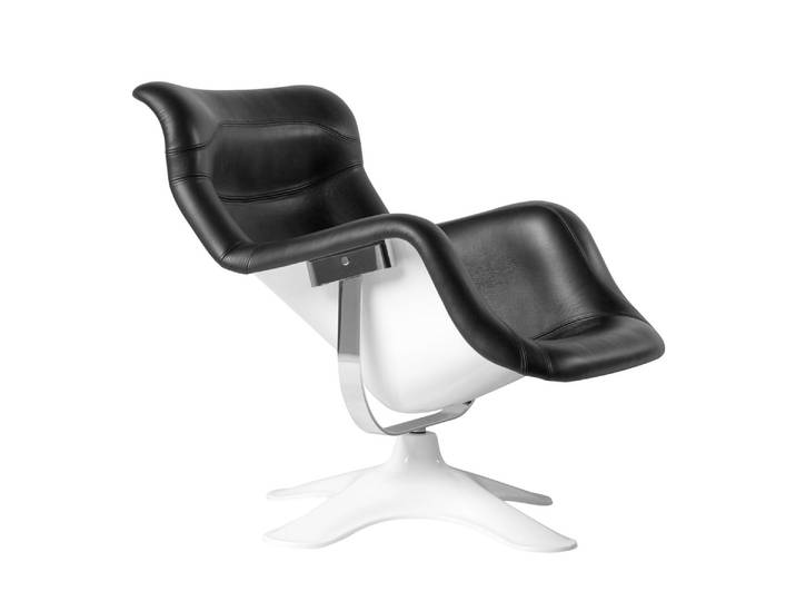 ARTEK fauteuil pivotant KARUSELLI LOUNGE CHAIR (Prestige L40 - Fibre de verre, acier et cuir)