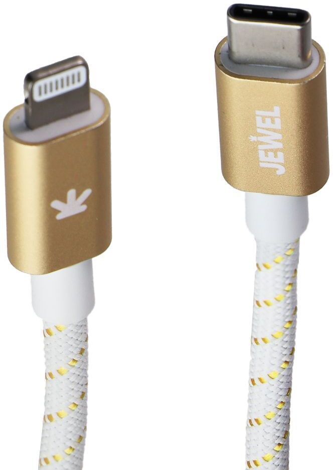 Jewel (4-Ft) USB-C to Lightning 8-Pin Braided Cable - White/Gold