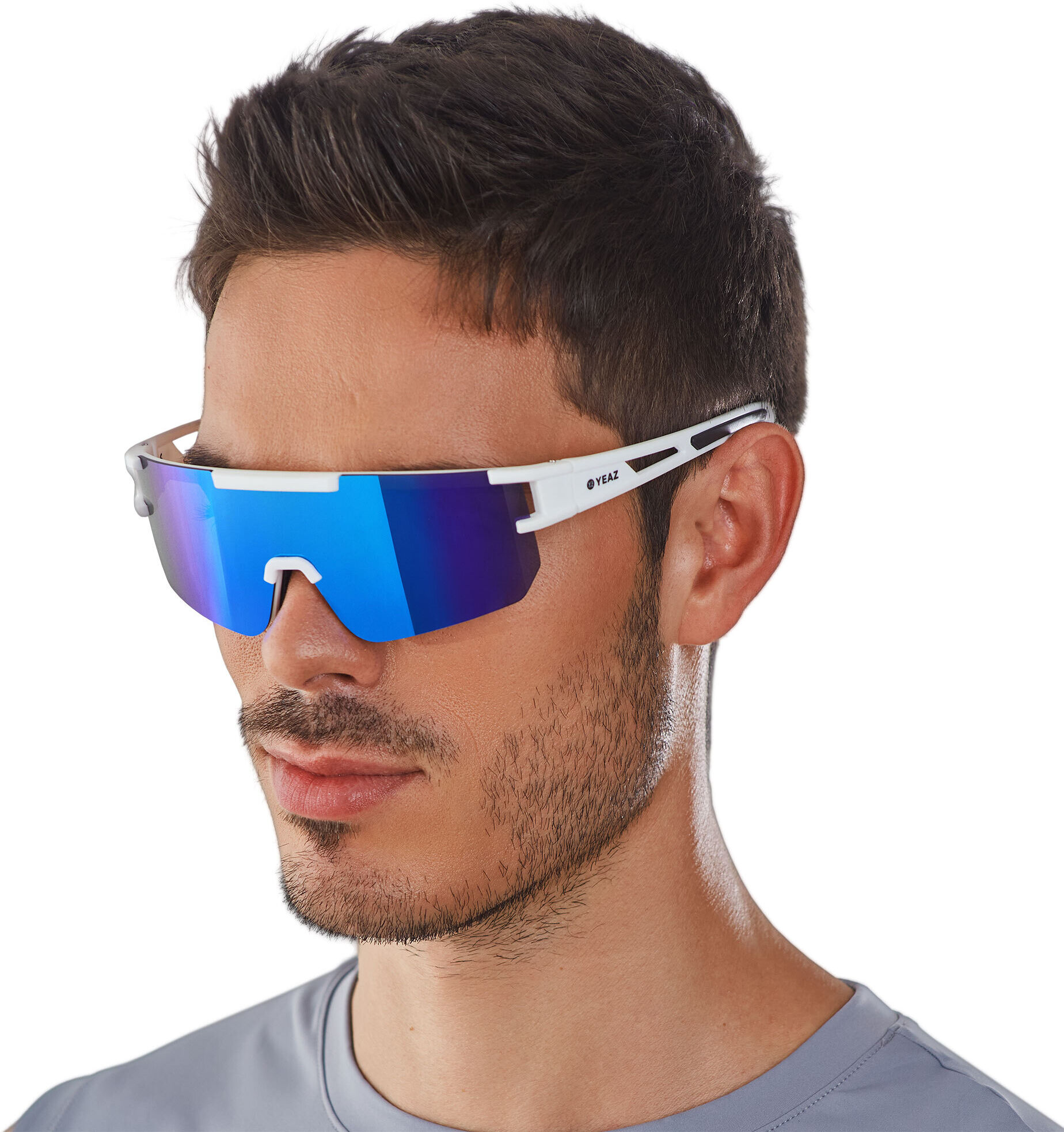 Sportbrille YEAZ "Sport-Sonnenbrille Bright White/Blue SUNSPARK", Kinder, blau, Sonnenbrillen Sportbrille