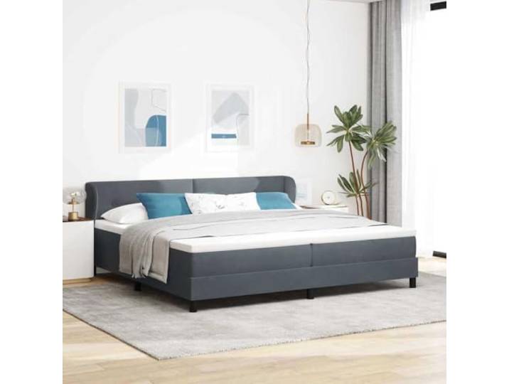 Samt verstellbares Kopfteil Boxspringbett Dunkelgrau 200 x 200 cm Boxspringbett mit Matratze Dunkelgrau 200x200 cm Samt King Size Verstellbares Kopfteil Luxus Bett mit Topper Lattenrost