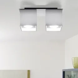 Deckenstrahler modern Designer Küchenlampen Strahler 2 flammig Aufbauleuchte weiß​, Aluminium, 2x GU10, LxH 26 x 11 cm
