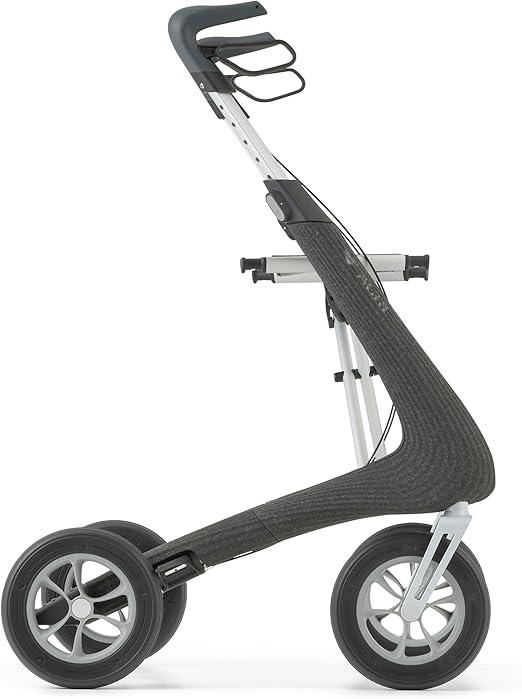 Nordic Pioneer Aluminium-Rollator, 5,9 kg, Granitschwarz, faltbar | Aluminium-Rollator mit Sitz für Senioren, faltbar & leicht, für drinnen & draußen