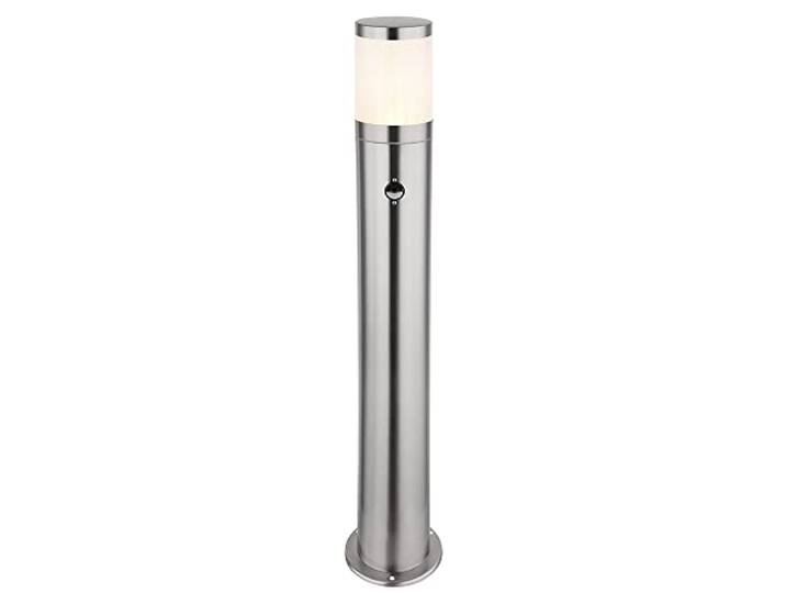 Wegeleuchte mit Bewegungsmelder Außen Aussenleuchten Garten Standleuchte Stehlampe Bewegungsmelder, Edelstahl silber, E27 Fassung, DxH 14x80 cm