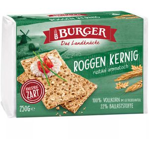 Burger Knäckebrot Vollkorn Roggen Kernig, laktosefrei & vegan, 250 g