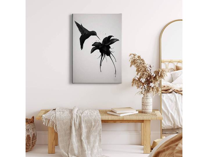 Wandbild Hummingbird Polyester PVC / Fichtenholz Weiß 50 x 70cm