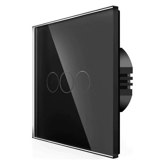 Spring Three Gang, One Way Touch Switch, Glass Black (WT-301 WIFI 3gang(N&L) 1000B/G)