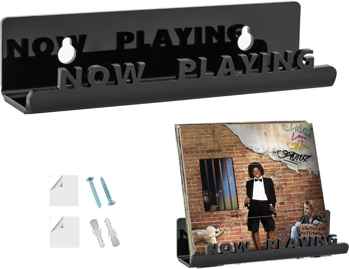 SnelShoppen Now Playing Vinyl Stand - Wandbeugel voor Vinyl Platen en CD's - Acryl Record Houder