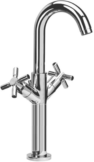 Herzbach Stilo Waschtisch-Zweigriffarmatur 14.953200.2.01 erhöhter Schaft, ohne Ablaufgarnitur, chrom