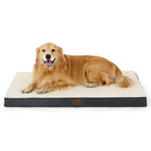 Bedsure Orthopedisch hondenbed voor grote honden, wasbare hoes, grijs, B/D/H: 112 x 81 cm