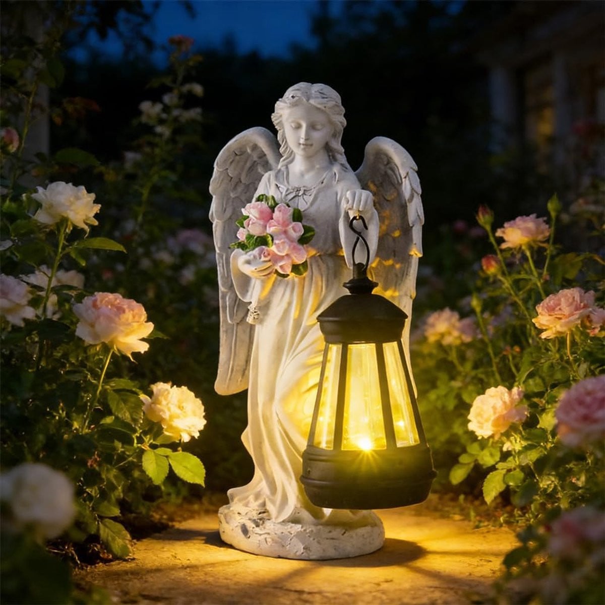 ShopVlot Weerbestendige Solar Engel voor op het Graf met LED-verlichting