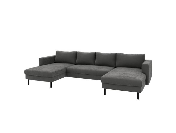 Wohnlandschaft opt. Schlaffunkt. B Grau Chenille Lemys 306 x 81 x 161cm Gleichschenklig mit Schlaffunktion Modern