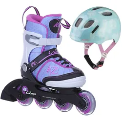 K2 CADENCE JR GIRLS Kinder Inline Skate inkl. ALPINA XIMO 2 aqua rose flower gloss - 29-34 | 47-51