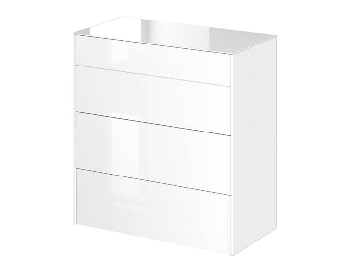 Kommode - Breite 82 cm 82 x 89 x 42cm Weiß/Weiß