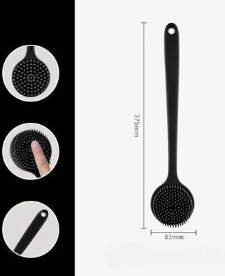 Multisell Products Hub Shower Back Scrubber Brush With Silicone, Deep Cleansing & Exfoliating Massage, Long Handle black