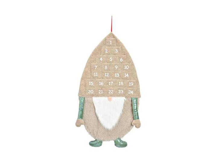 Adventskalender G. Wurm Wichtel 49 x 86 x 4 cm , beige (bunt), B:49cm H:86cm T:4cm, Adventskalender, Adventskalender