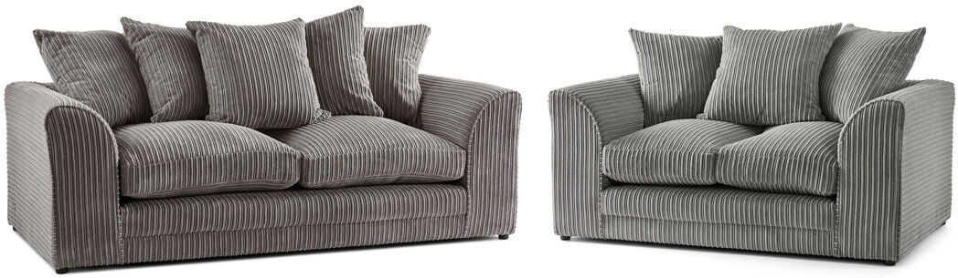 17 Stories Brohdy 2 Piece Corduroy Standard Living Room Set Grey 2