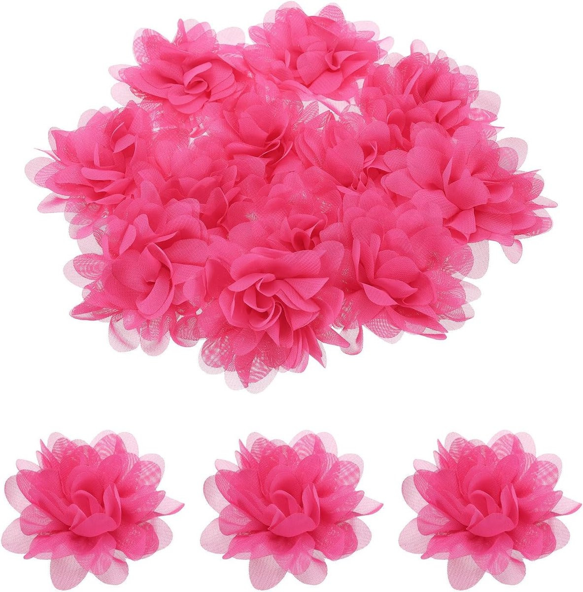 Rozerode Chiffon Kunstbloemen voor Decoratie en Knutselen - 7,5 cm