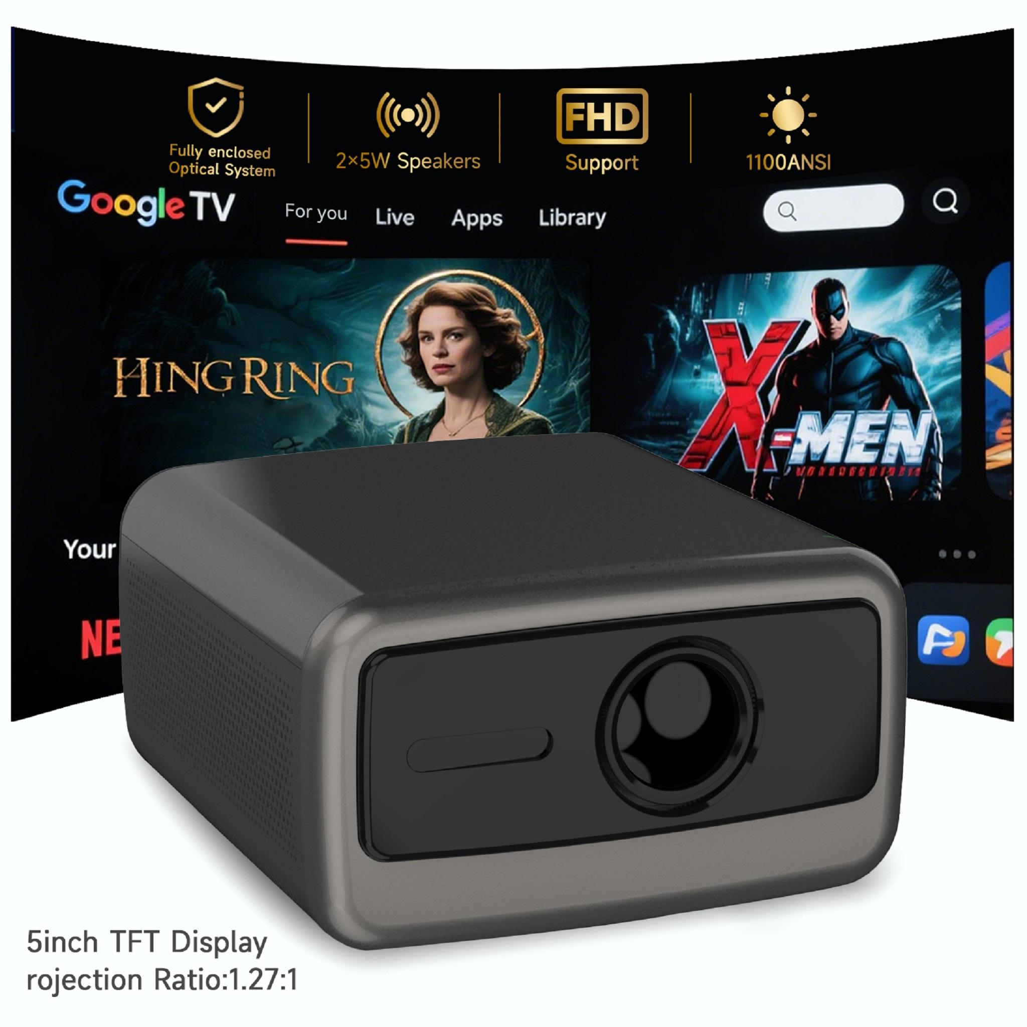 Full HD 1080P Smart Beamer mit Android 11, 1100 ANSI, Auto-Fokus, Wi-Fi 6, Bluetooth 5.0, bis 200 Zoll