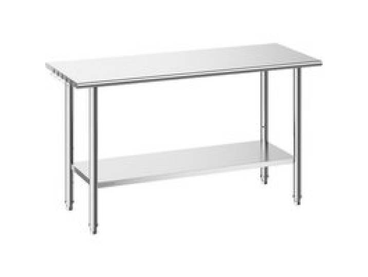VEVOR Table de Travail Cuisine Professionnelle, Table Centrale Inox 152,4x61 cm, pour Préparation CHR Café Hôtel Restaurant, Poste de Travail en Acier Inoxydable avec Tablette Inférieure Réglable