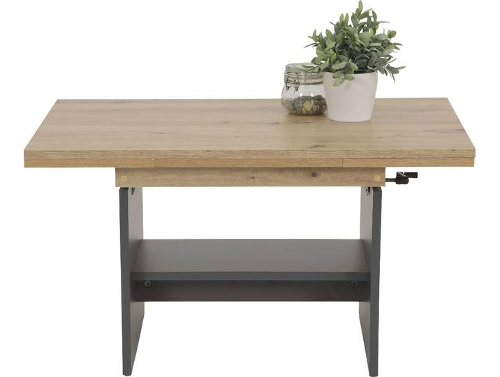 Couchtisch HELA MARCEL , grau, B/H/T: 142cm x 57cm x 68cm, Auszugsplatte, Artisan Eiche/Anthrazit, Tische, Couchtisch, Höhenverstellbar