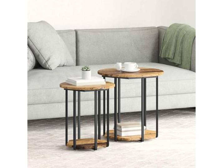 KLGBNCVE Beistelltisch-Set 2 STK Braun 50 x 50 x 50,5 cm aus Ingenieurholz Industrielles Design, robuste Konstruktion, Regalplatten für Stauraum, vielseitig einsetzbar, pflegeleichte Oberfläche
