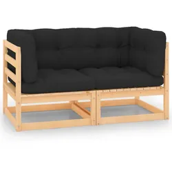 vidaXL Garten-Ecksofas mit Kissen 2 Stk. Massivholz Kiefer