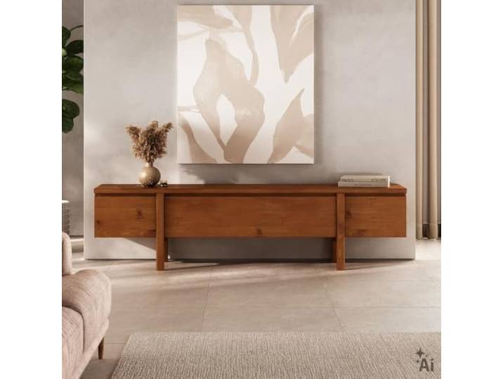 IDIMEX Lowboard CRYS 180 cm aus Massivholz, für TV bis zu 75 Zoll - Kastanie Finish