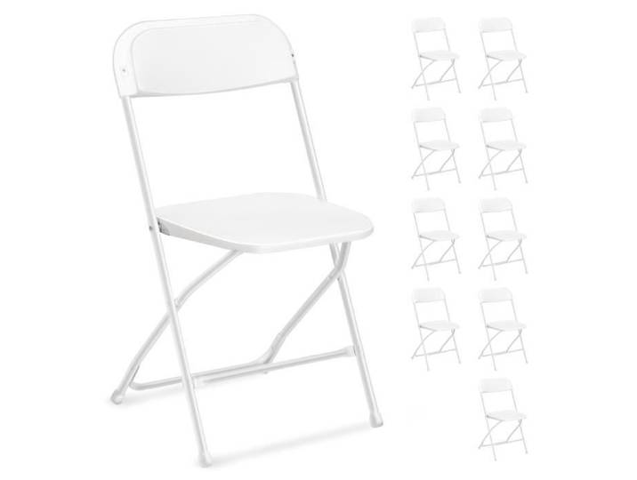 Lot de 10 chaises pliantes blanches en plastique chaises pliantes portables pour jardin extérieur