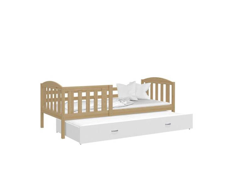 Lit Gigogne Teo 90x190 matelas inclus Pin - blanc