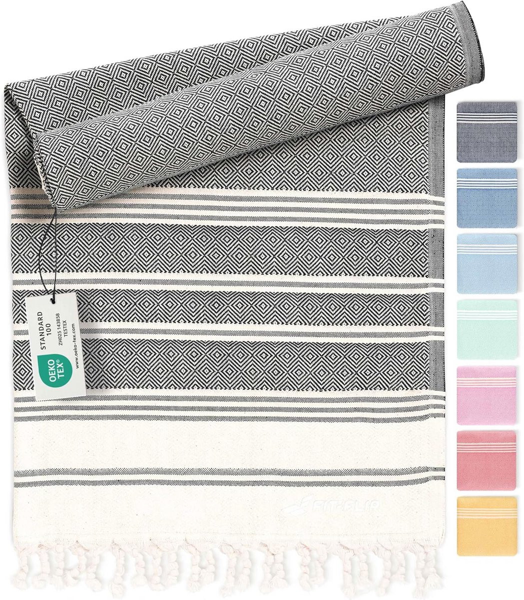 Hamamdoek Strandlaken Fouta Pestemal Antraciet 200x200 cm