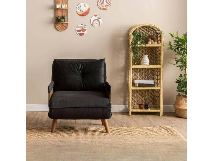 Fauteuil en tissu - convertible lit 1 place LOJA - Noir