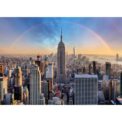 Fototapete PAPERMOON "New York mit Regenbogen", bunt, B:5m L:2,8m, Vlies, Tapeten