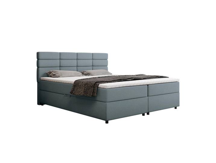 Homesy Boxbett Reve 180 x 200 cm mit Bettkasten und Lattenrost ohne matratze - hellblau, Hellblau, Holz, Mode, 180x200 cm, Schlafzimmer, Betten, Boxspringbetten