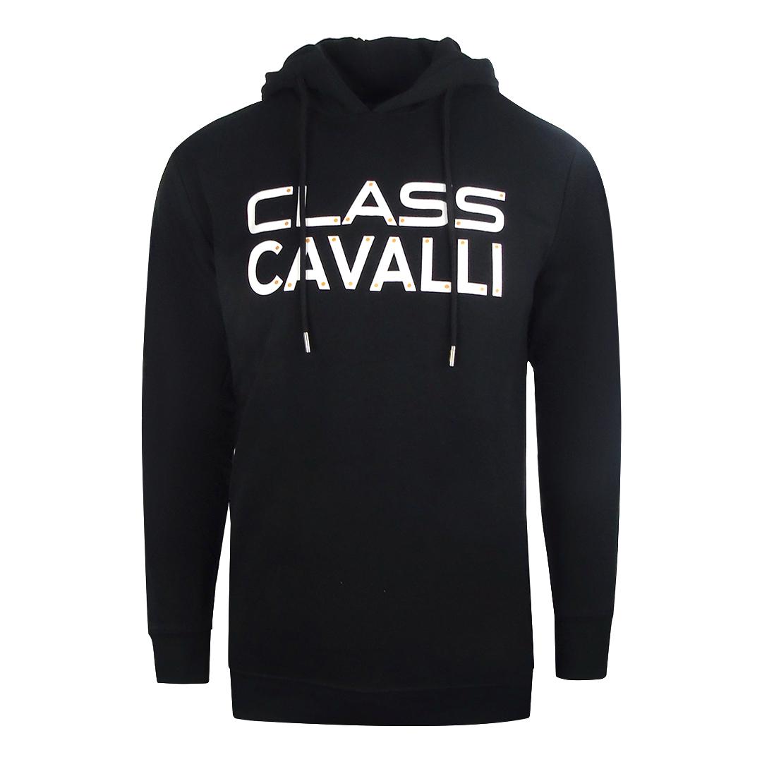 Cavalli Class Reverse Logo Schwarzer Kapuzenpullover