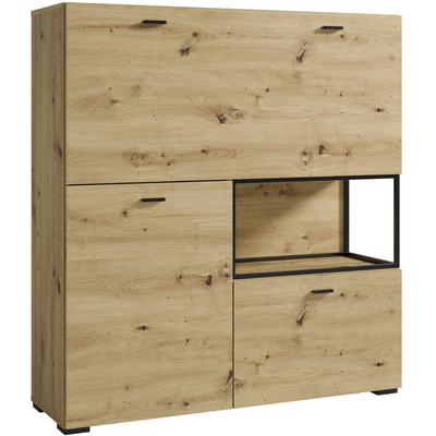Sekretär BYLIVING "FRAME", braun (artisan eiche (eiche, optik)), B:120cm H:127cm T:40cm, Sekretäre, Sekretär, Artisan Eiche (Eiche-Optik)/schwarz, 1 Türen, 2 Klapptür, B 120 cm