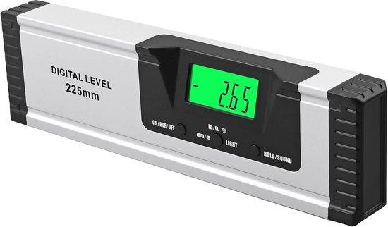 Digitale magnetische niveaumeter met audio-aanduiding, aluminium, zilver, 25,4 cm
