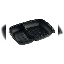 150x Menüschale, PP, schwarz, zweigeteilt, 800/500ml