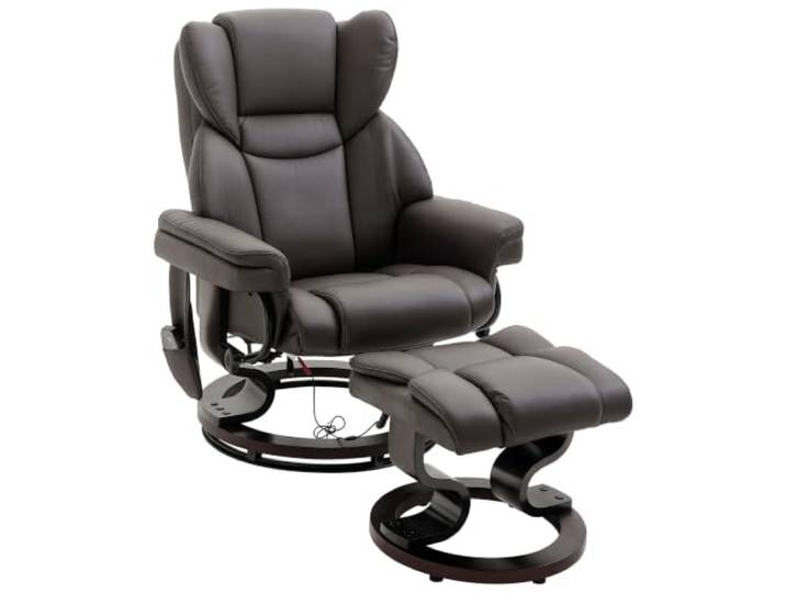 HOMCOM Relaxsessel mit Hocker, 360° Drehbarer Fernsehsessel, Braun