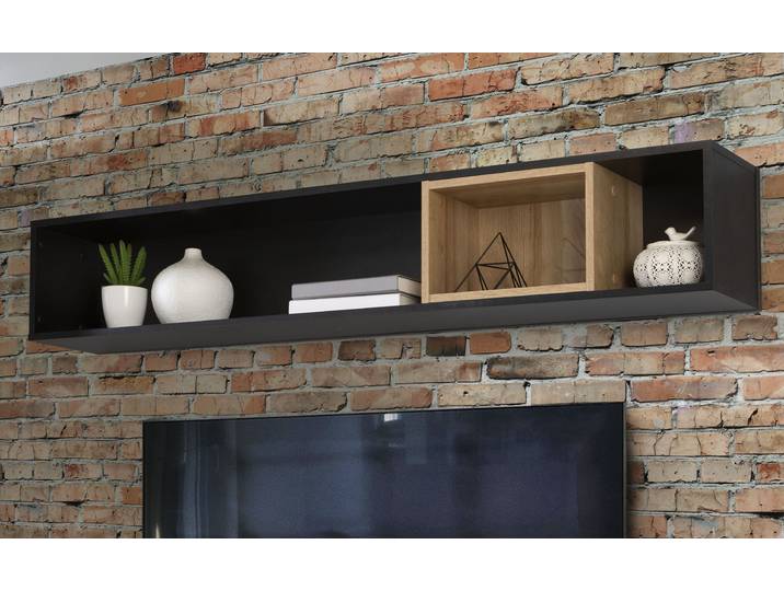 Wandboard FORTE High Rock , schwarz, B:150,2cm H:26cm T:22,2cm, Dekorfolie, Holzwerkstoff, Regale, Wandboard, Breite 150 cm