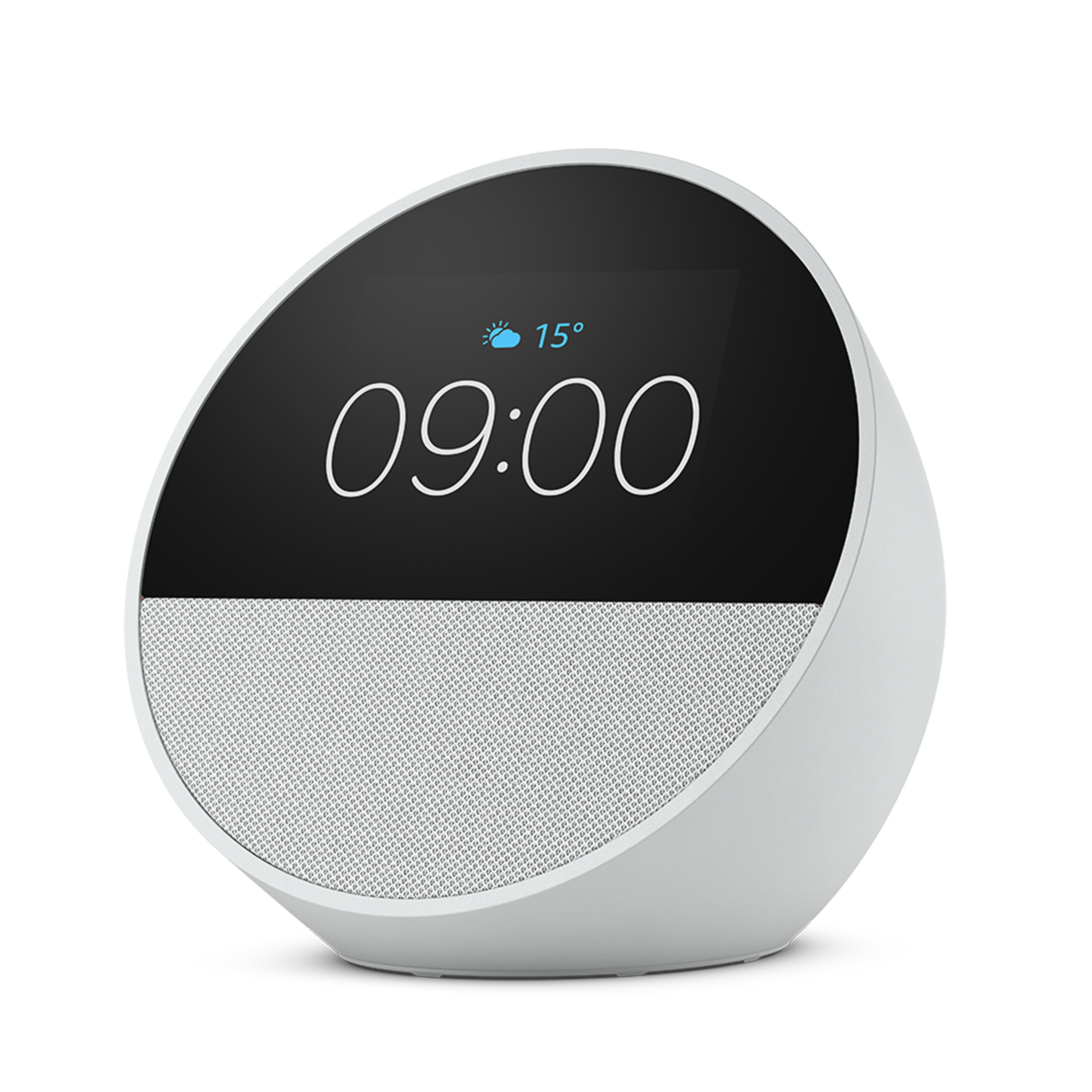 Amazon Echo Spot (2024) Smart Clock mit sattem Klang und Alexa weiß Sparbundle 2er Pack