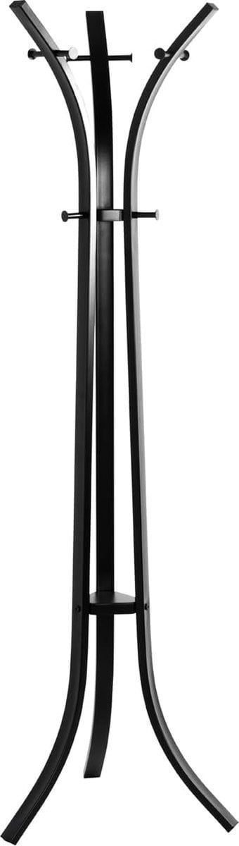 Zwarte kapstok standaard met 9 metalen haken, Hoogte: 177 cm