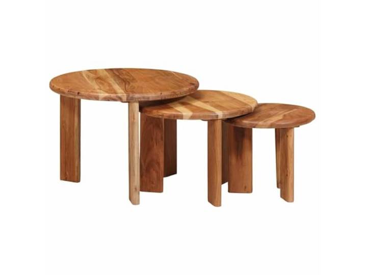 HKLGBVCR Couchtische, stapelbar, 3-teilig, Braun, Ø 54 x 40 cm