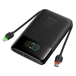 Veger Powerbank W1211A 10000mah Black (10000 mAh, 20 W), Powerbank, Schwarz