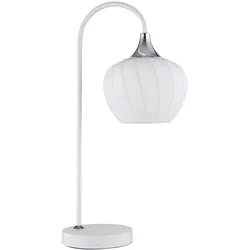 Tischlampe Beistellleuchte Schlafzimmerleuchte verchromt Glas opal gemustert E27