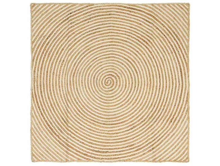 Tapis rond en jute - - 160x160 cm - Naturel et Blanc - Lavable en machine - Usage intérieur - Artisanal