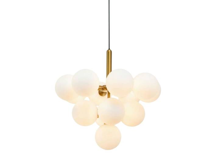 Suspension en verre laiton et blanc 60 cm