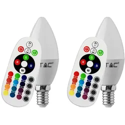 2er Set RGB LED E14 Leuchtmittel 3,5W Kerze Leuchte FERNBEDIENUNG Lampe dimmbar